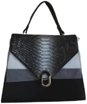 Stylish Chic Handbags For Women - Luxury Snakeskin Print Leather Shoulder Crossbody Bag (Gray)(Silver)