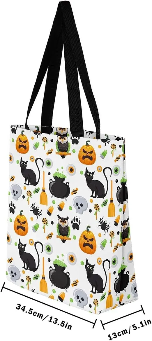 Sugar Skull Canvas Tote Bag Halloween Tote Bag Gothic Pumpkin Lantern Shoulder Bag