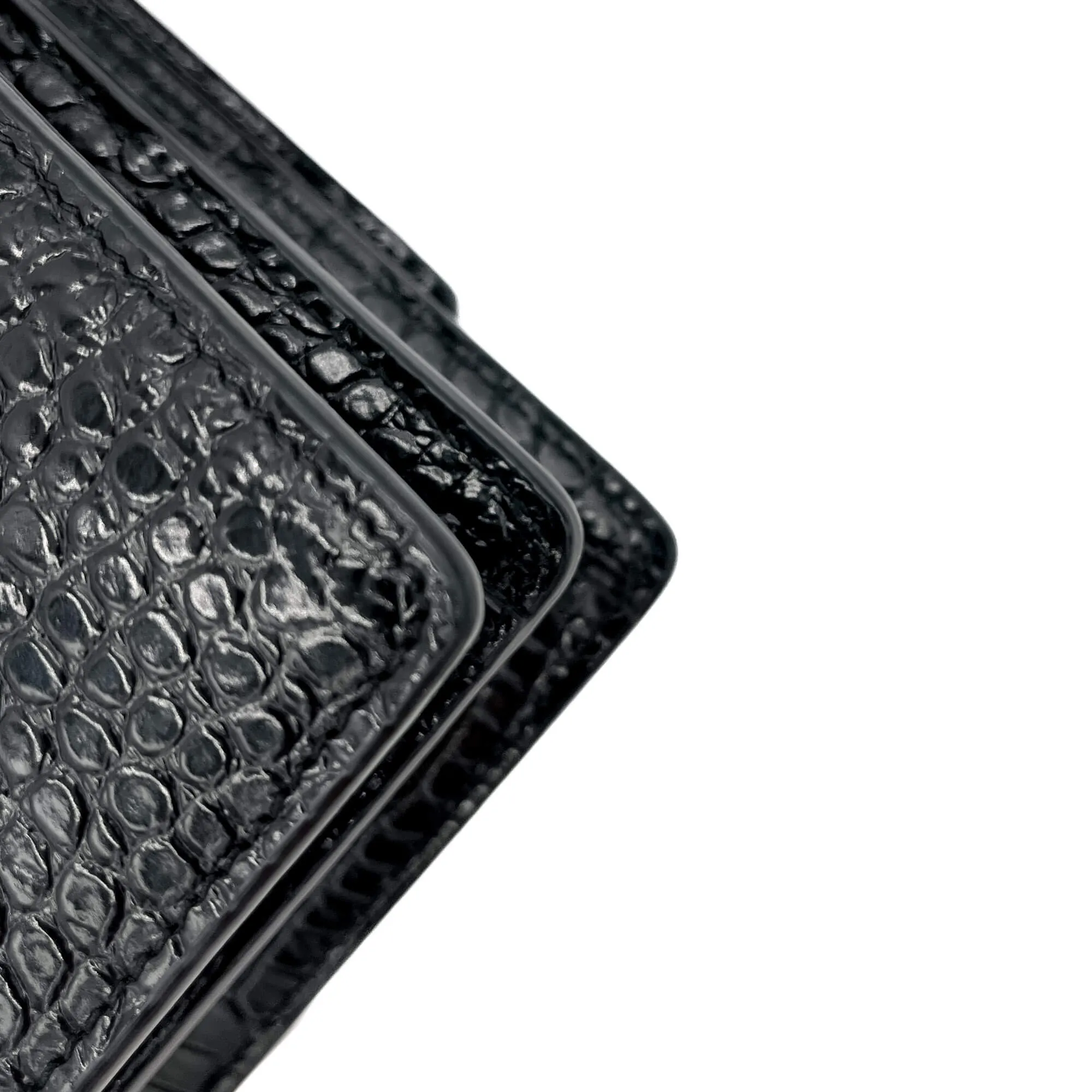 Sunset Crocodile-Embossed Leather Flap Bag Black