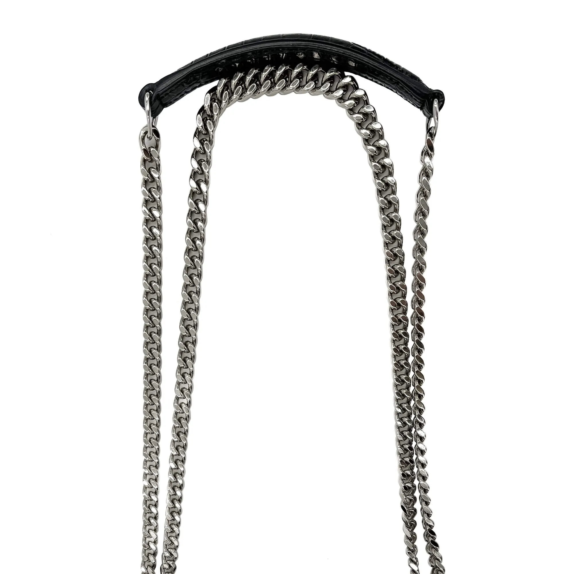 Sunset Crocodile-Embossed Leather Flap Bag Black