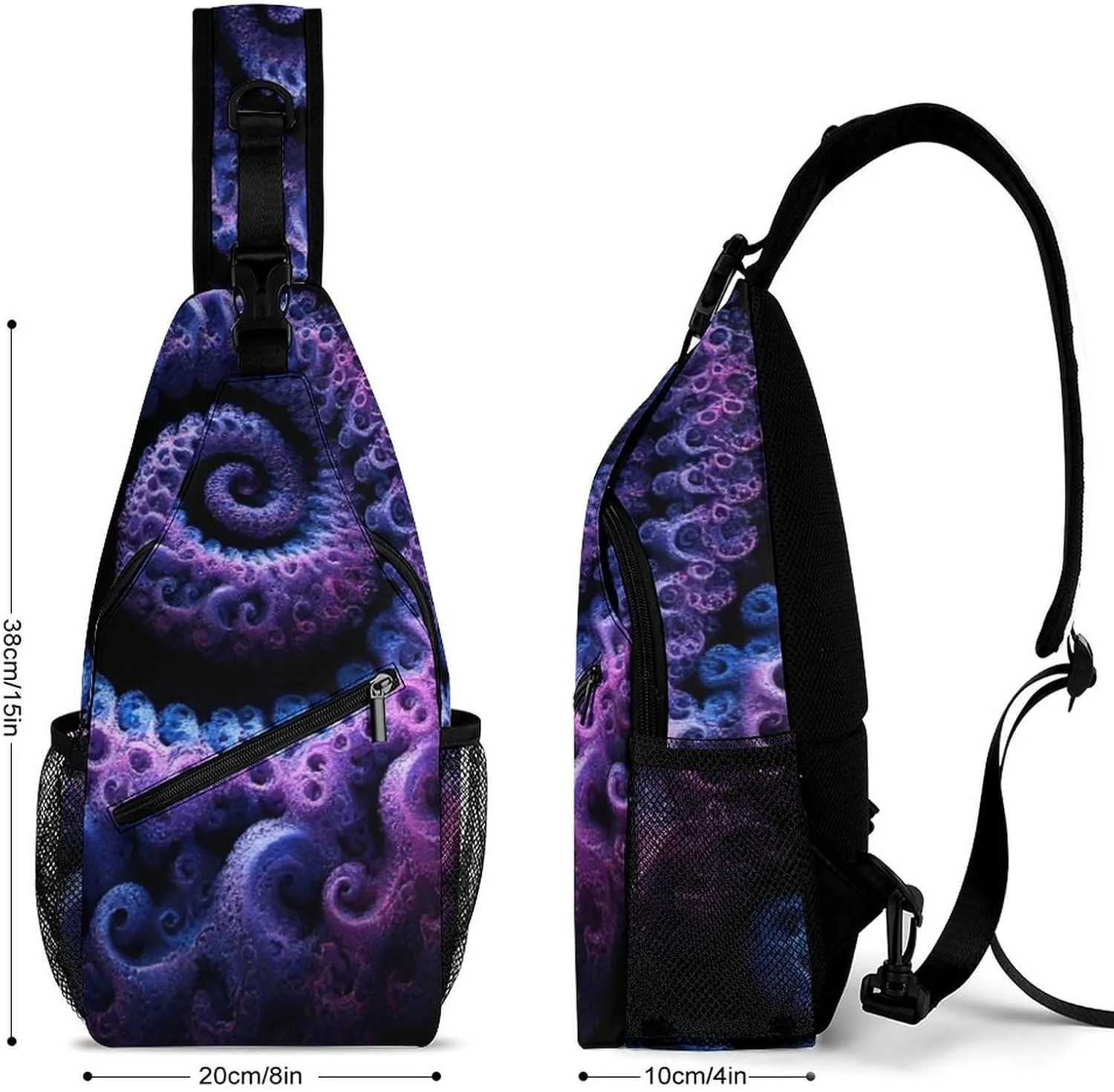 Supdreamc Sling Shoulder Backpack for Women Men Anti-Theft Multipurpose Outdoor Sport Daypack Travel Bag, Trippy Purple Tie Dye Chest Day Bag Backpack