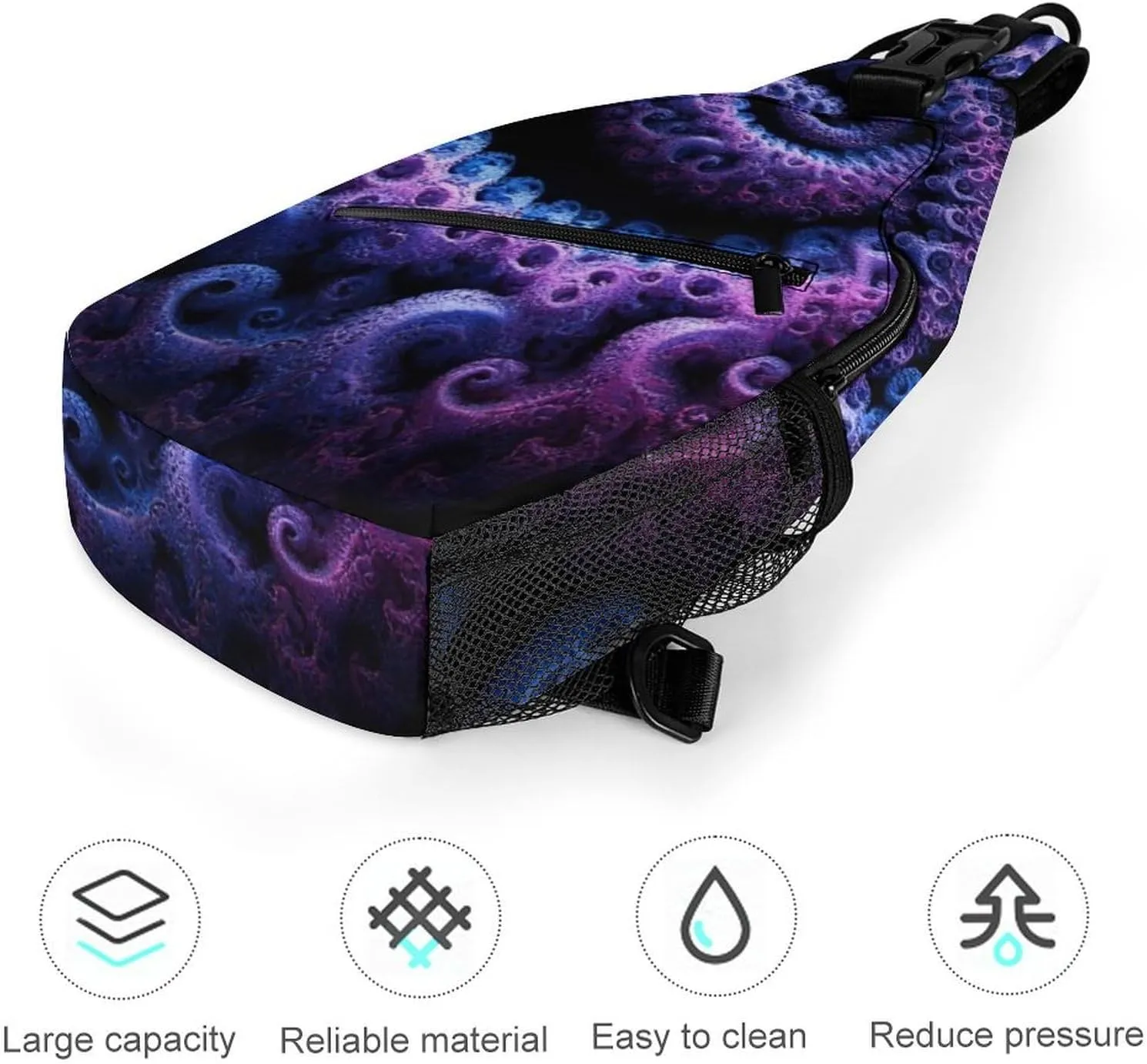 Supdreamc Sling Shoulder Backpack for Women Men Anti-Theft Multipurpose Outdoor Sport Daypack Travel Bag, Trippy Purple Tie Dye Chest Day Bag Backpack