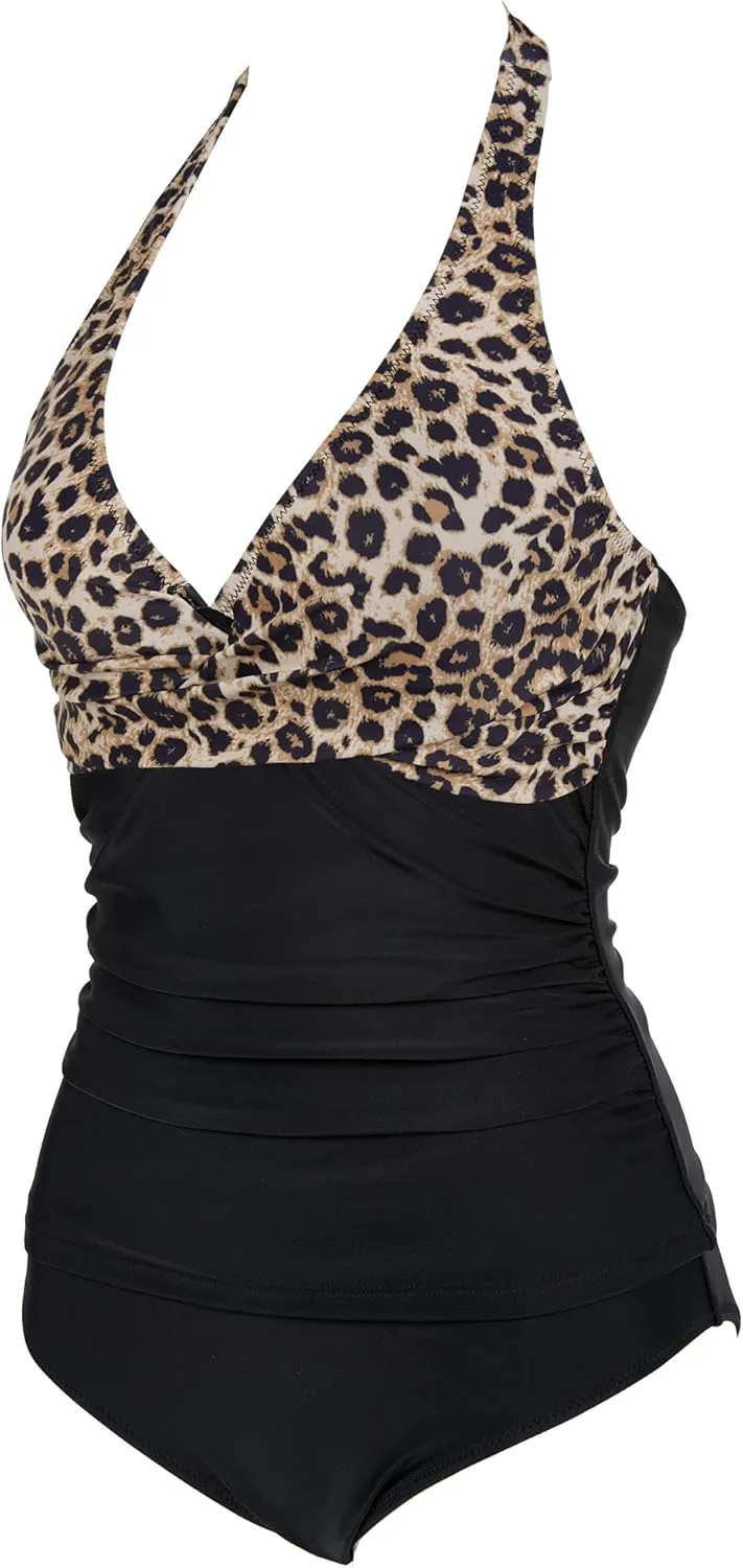 SUUKSESS Women Sexy Halter Tankini Bathing Suit Slimming Tummy Control Swimsuit