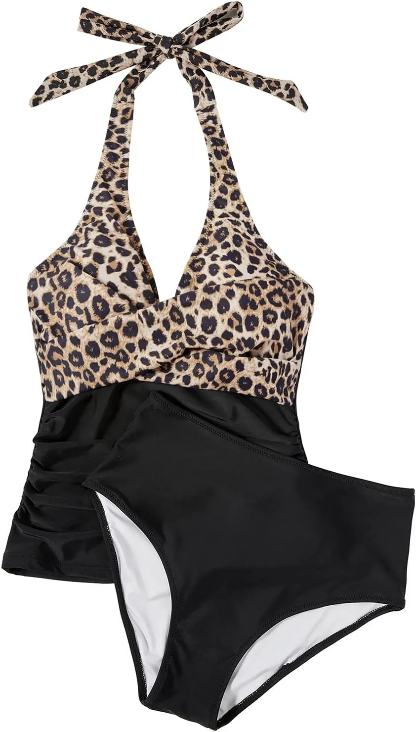 SUUKSESS Women Sexy Halter Tankini Bathing Suit Slimming Tummy Control Swimsuit