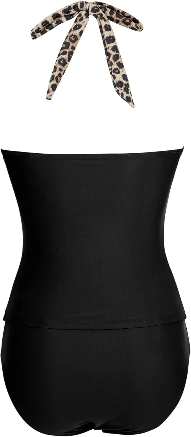 SUUKSESS Women Sexy Halter Tankini Bathing Suit Slimming Tummy Control Swimsuit