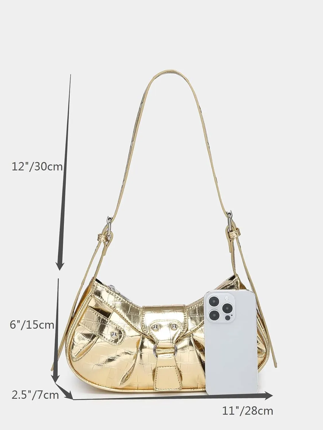 SweatyRocks Women's Buckle Leather Crocodile Embossed Zipper Handbag Shoulder Bag with Adjustable Strap