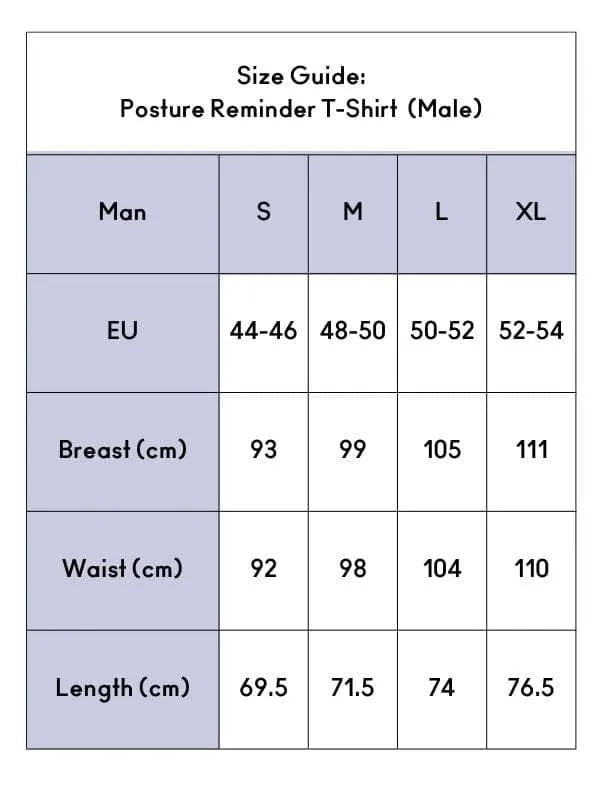 Swedish Posture - Posture Reminder T-Shirt for Men - Posture Corrector, Black or White
