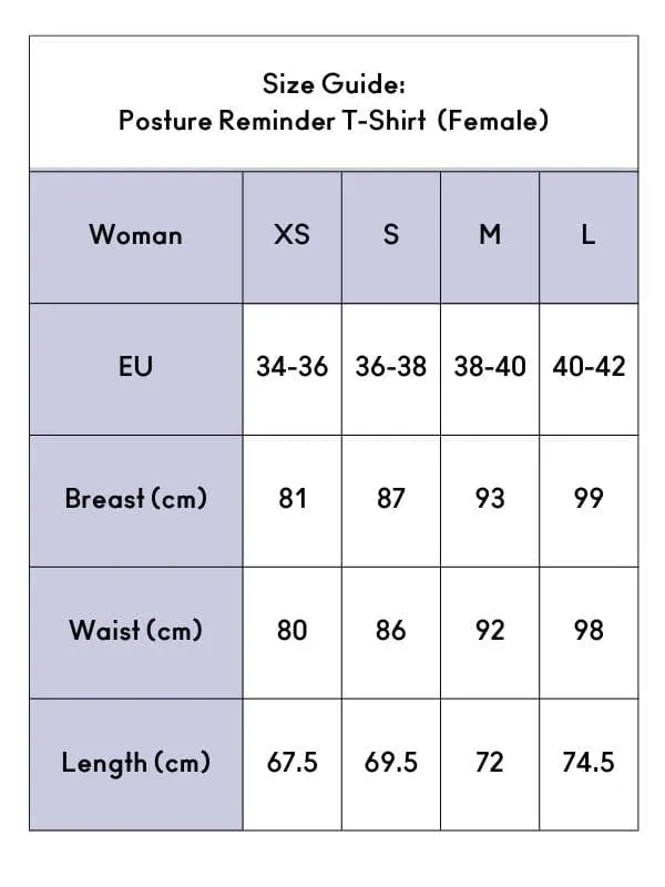 Swedish Posture - Reminder Posture T-Shirt for Women - Posture Corrector, Black or White