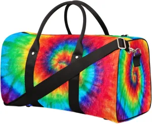 Swirl Tie Dye Travel Duffle Bag for Men Women Rainbow Tie Dye Overnight Weekender Bag Foldable Travel Duffel Bag Large Sports Gym Bag Waterproof Luggage Tote Bag Tear Resistant