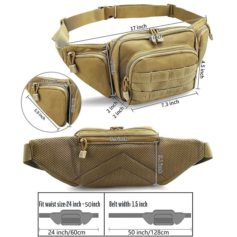 Tactical Belt Bag Gun Holster Military Fanny Pack, Army Green/Black/Tan