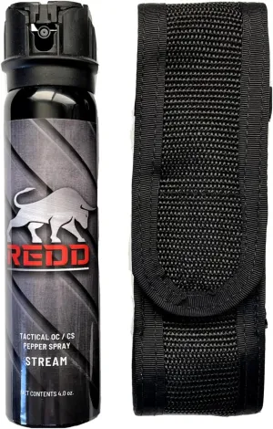 Tactical OC/CS Pepper Spray and Nylon Holster - Flip Top Stream (4 oz)