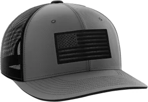 Tactical Pro Supply Trucker Hat - American Flag Hat for Men & Women | Patriotic USA Leather Patch Flag Trucker Snapback Hats