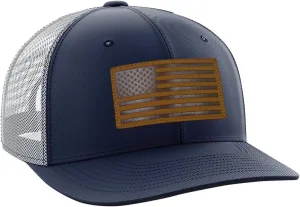 Tactical Pro Supply Trucker Hat - American Flag Hat for Men & Women | Patriotic USA Leather Patch Flag Trucker Snapback Hats