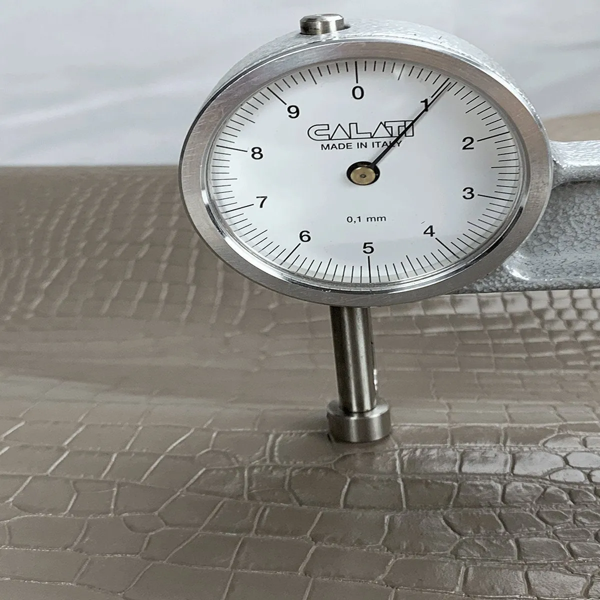 Taupe Grey Croco print leather