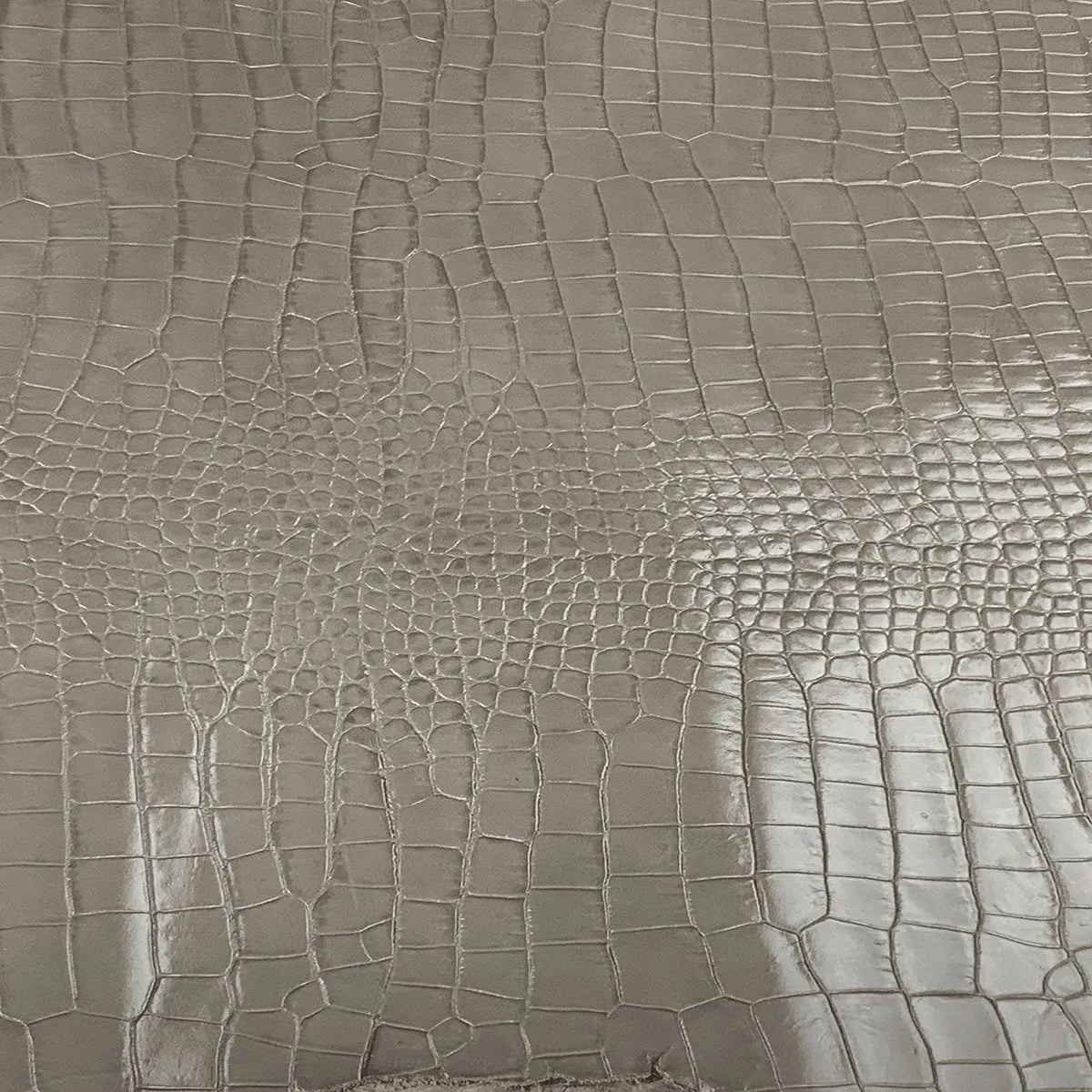 Taupe Grey Croco print leather