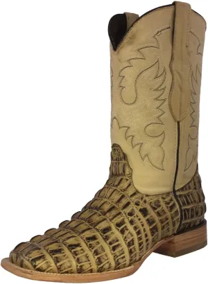 Team West Mens Sand Western Leather Cowboy Boots Crocodile Tail Print Square 12 E US