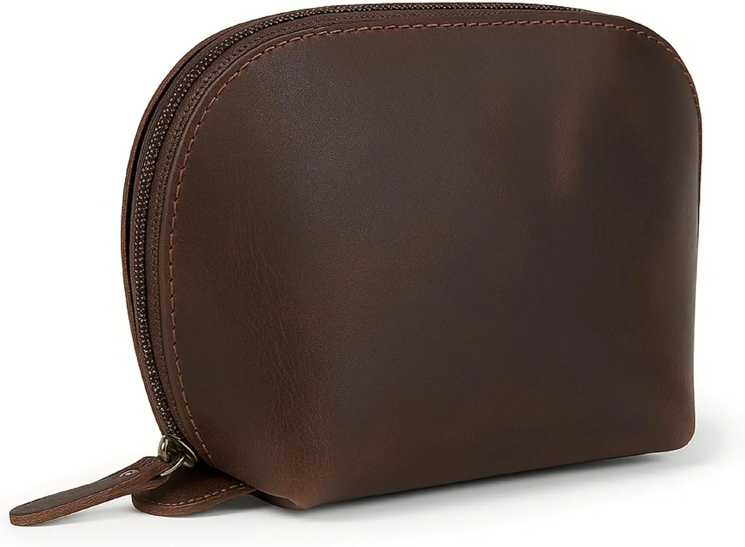 The Antiq Leather Cosmetic Bags Make Up Bags for Women - Handmade Makeup Case Small Makeup Bags Jewelry Coin Pouch, Toiletry Bag for Men, Travel Cosmetic Pouch For Purse Brown