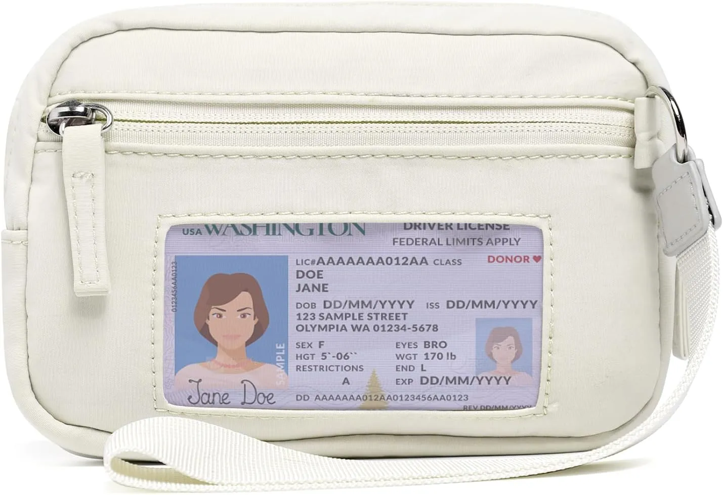 The Iris Wallet 2nd Gen Zip Card Case with ID Window Purses for Women Nylon Quilted with 3 Zipper Keychain Wristlet Wallet