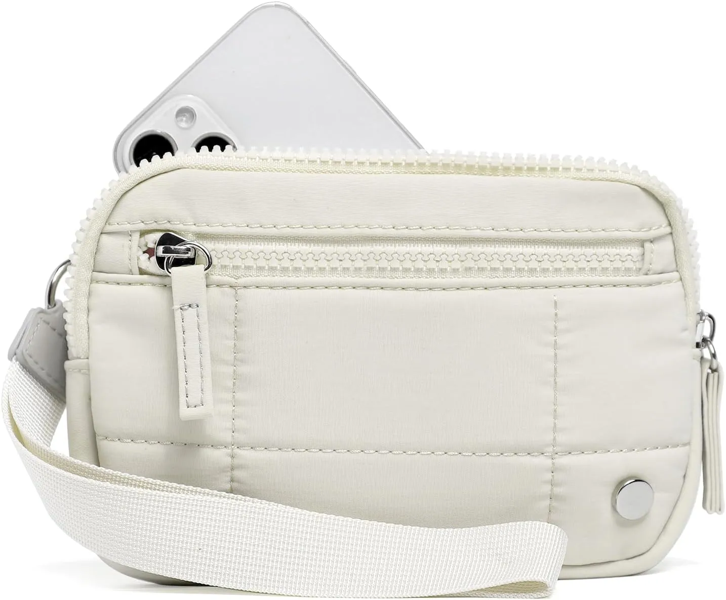The Iris Wallet 2nd Gen Zip Card Case with ID Window Purses for Women Nylon Quilted with 3 Zipper Keychain Wristlet Wallet