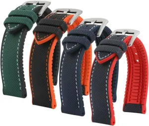 Theo Hybrid Nylon & FKM Rubber Performance Watch Band- Replacement Watch Bands Quality Waterproof- Watch Straps for Men & Women- Deployment Clasp Pin Buckle- Compatible with Most Watches- 22mm, 24mm