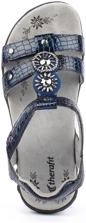 Therafit Charlotte Women's Embossed Jeweled Sandal for Plantar Fasciitis/Foot Pain