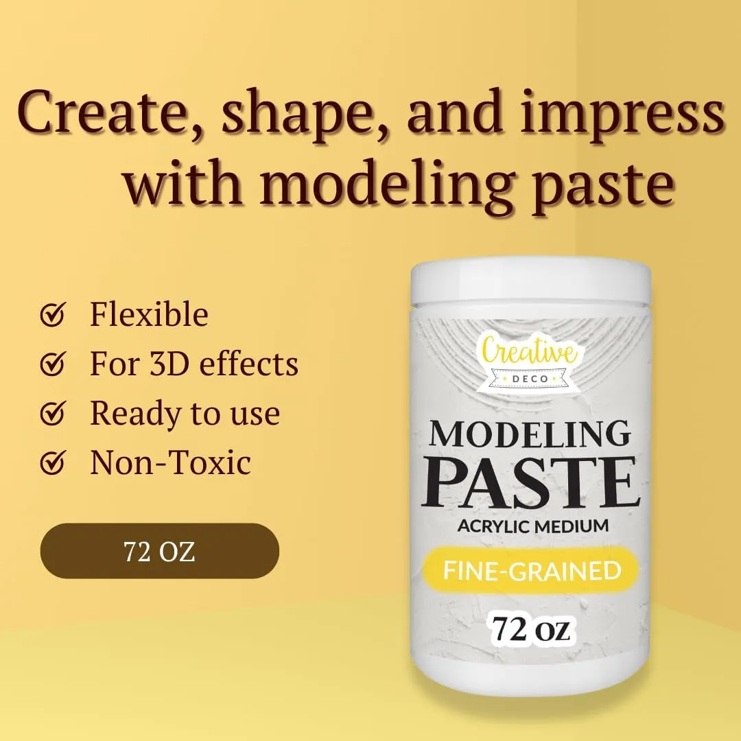 Thick Fine Grained Modeling Paste | 72oz | 2kg | 1460ml | Acrylic Medium | White Structural Molding Texture Paste for Canvas Paint, Art Projects, DIY, 3D Effect | Dimension Additive
