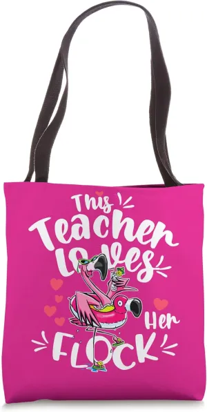 This Assistant Principal Loves Her Flock Flamingo Teacher Tote Bag