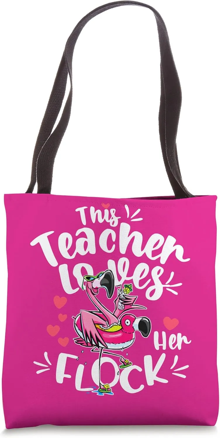 This Assistant Principal Loves Her Flock Flamingo Teacher Tote Bag