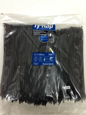 Thomas & Betts CABLE TIE 11IN UV BLACK NYLON TY26MX TIE (Stainless Steel, Nylon, Black, 40LB)