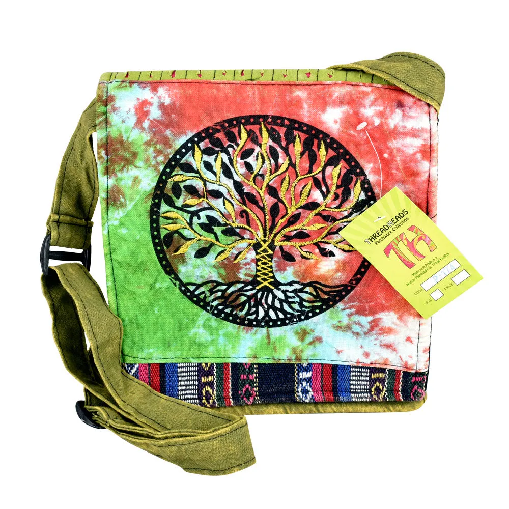 ThreadHeads Tie-Dye Tree of Life Shoulder Bag - 9" x 10"