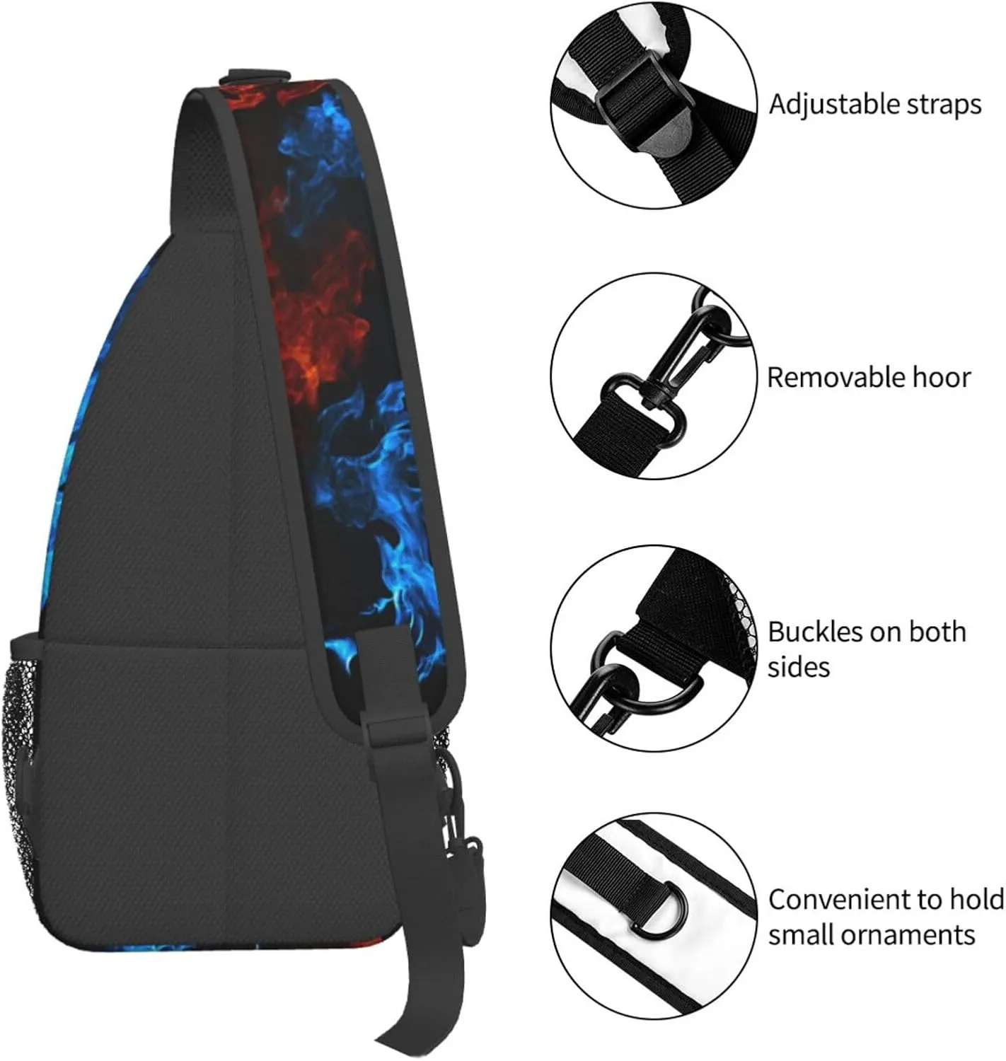 Tie-Dye-Blue-Purple-Psychedelic Chest Bags Crossbody Sling Bag Shoulder Bag Travel Hiking Daypack For Men Women