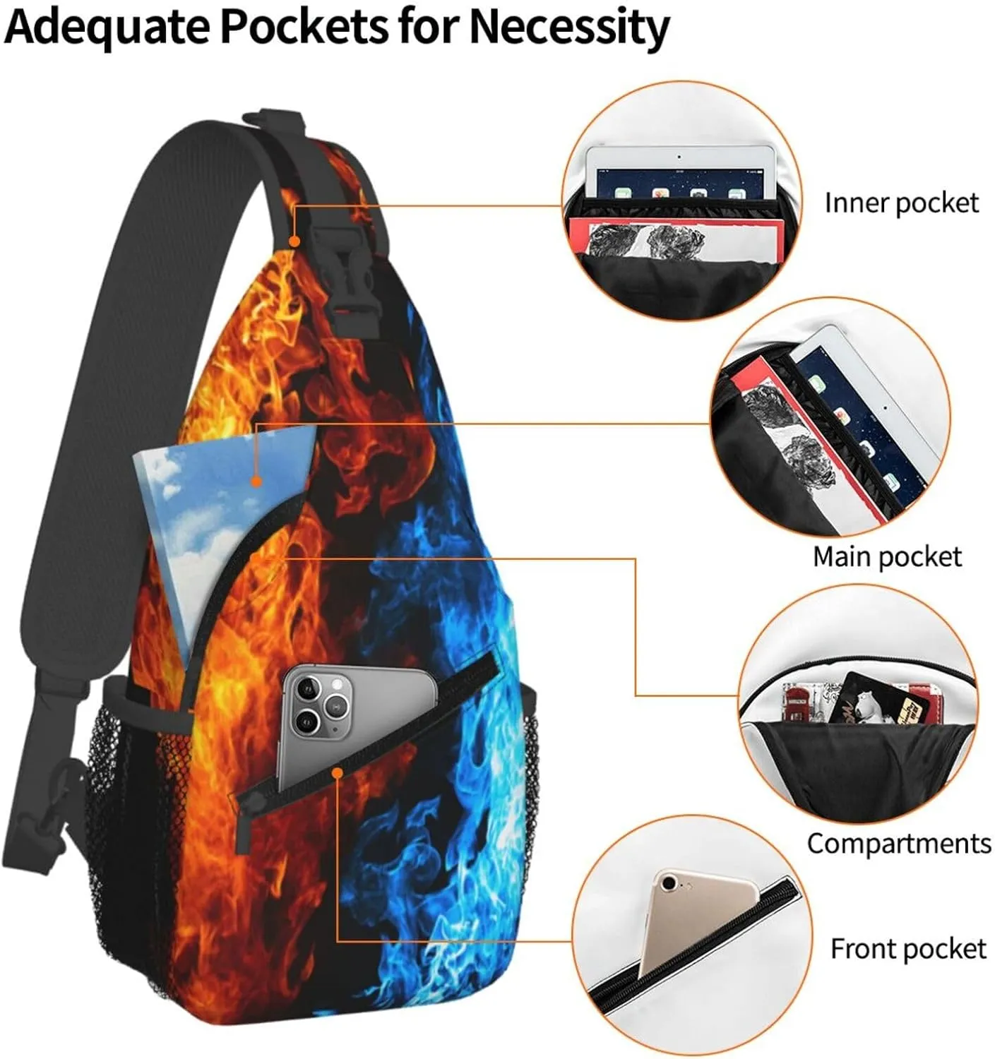 Tie-Dye-Blue-Purple-Psychedelic Chest Bags Crossbody Sling Bag Shoulder Bag Travel Hiking Daypack For Men Women