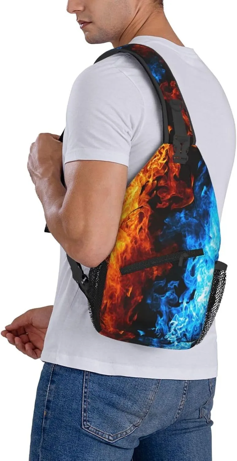 Tie-Dye-Blue-Purple-Psychedelic Chest Bags Crossbody Sling Bag Shoulder Bag Travel Hiking Daypack For Men Women