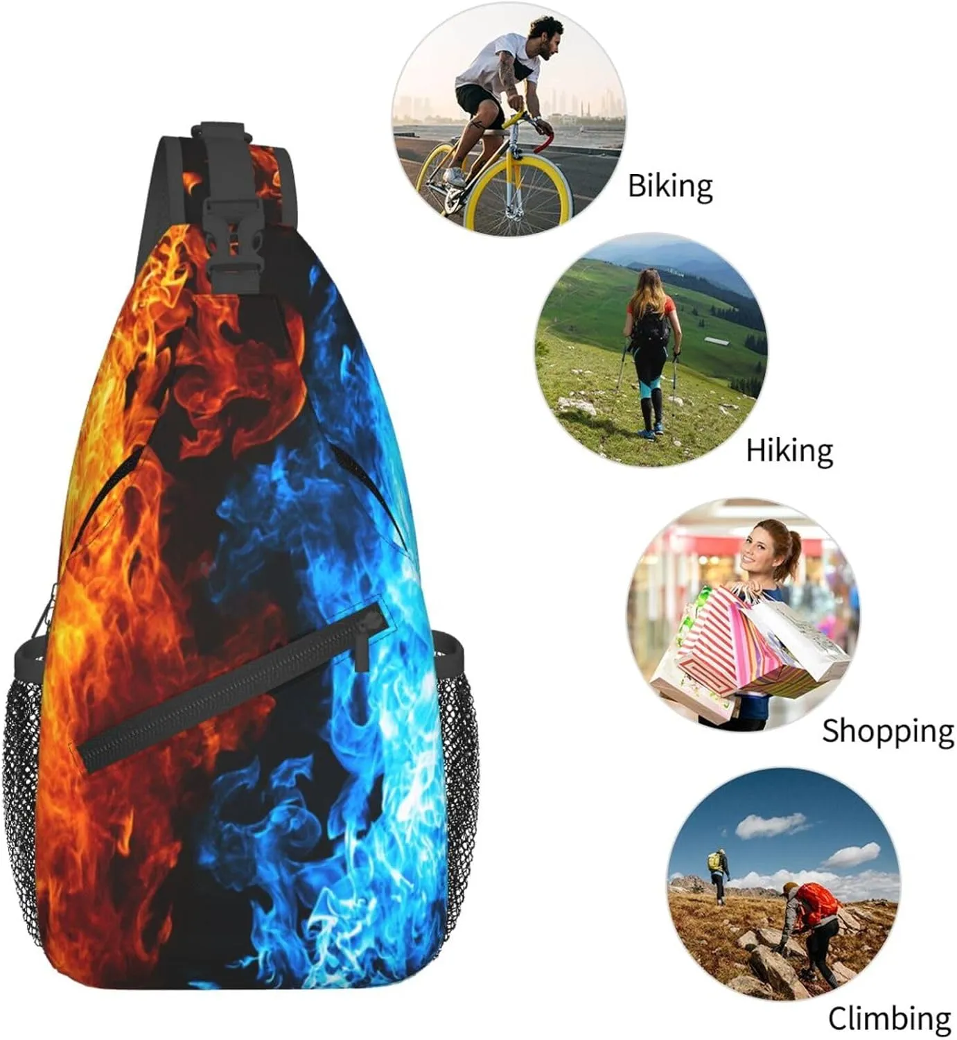 Tie-Dye-Blue-Purple-Psychedelic Chest Bags Crossbody Sling Bag Shoulder Bag Travel Hiking Daypack For Men Women