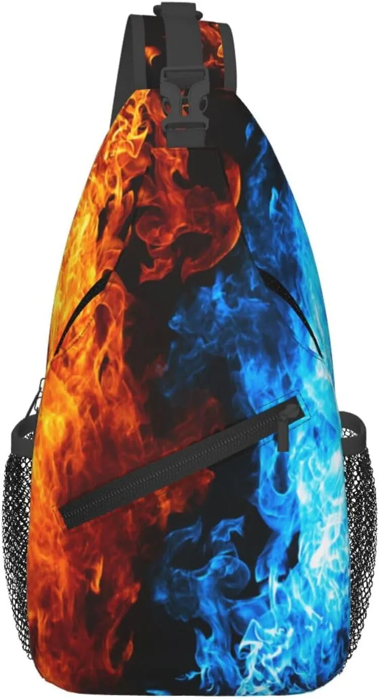 Tie-Dye-Blue-Purple-Psychedelic Chest Bags Crossbody Sling Bag Shoulder Bag Travel Hiking Daypack For Men Women