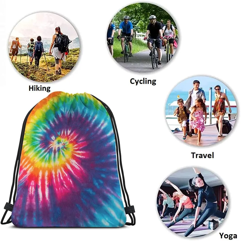 Tie Dye Drawstring Bags Backpack Bag Colorful Psychedelic Rainbow Colorful Abstract Pattern Art Design Sport Gym Sack Drawstring Bag String Bag Yoga Bag for Men Women