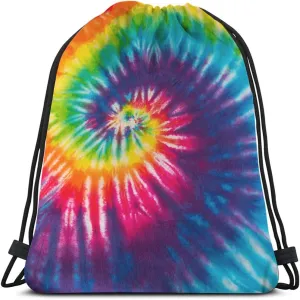 Tie Dye Drawstring Bags Backpack Bag Colorful Psychedelic Rainbow Colorful Abstract Pattern Art Design Sport Gym Sack Drawstring Bag String Bag Yoga Bag for Men Women