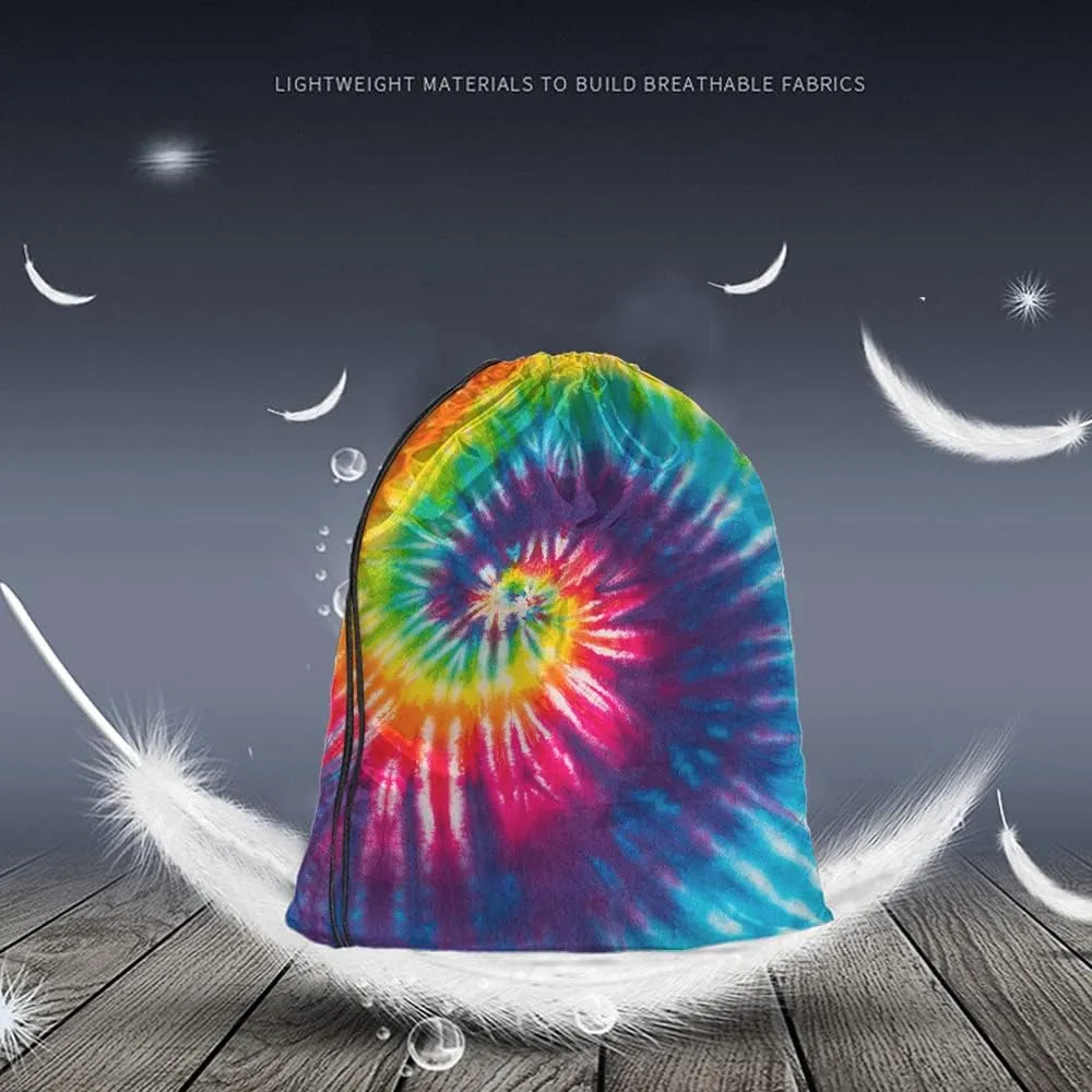 Tie Dye Drawstring Bags Backpack Bag Colorful Psychedelic Rainbow Colorful Abstract Pattern Art Design Sport Gym Sack Drawstring Bag String Bag Yoga Bag for Men Women