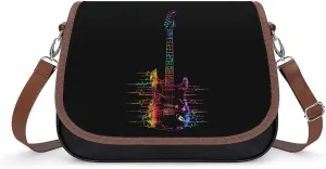 Tie Dye Guitar Heartbeat Crossbody Bags for Women PU Leather Tote Bag Purse Shoulder Bag for Travel Office