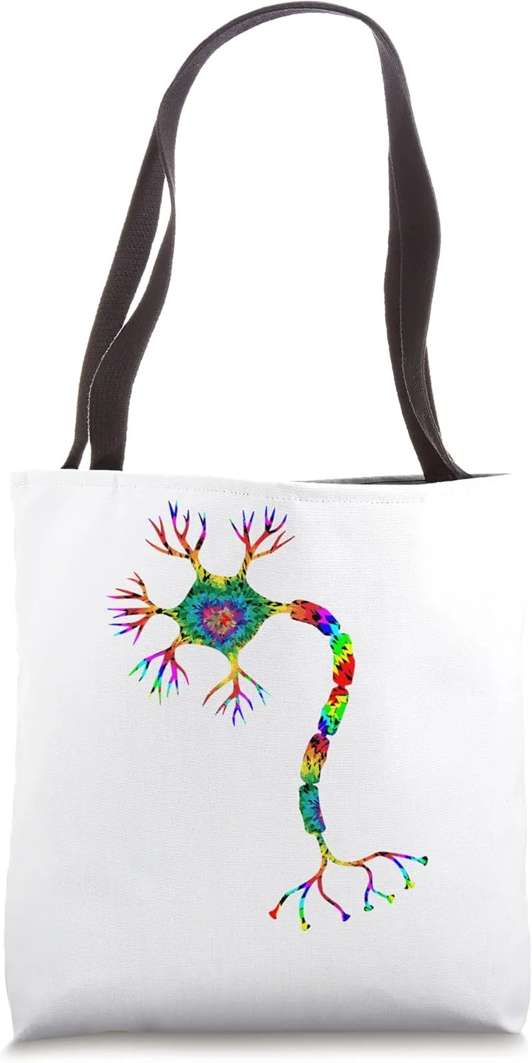 Tie Dye Neuron Fun Neurologist Neuroscience White Tote Bag
