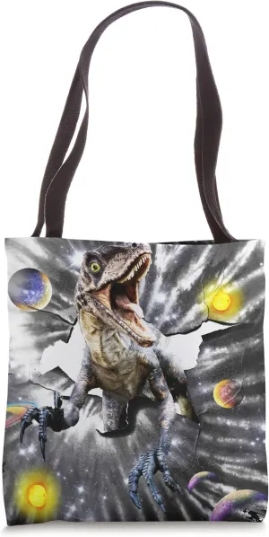Tie Dye Space Raptor Dinosaur Breakthrough Tote Bag