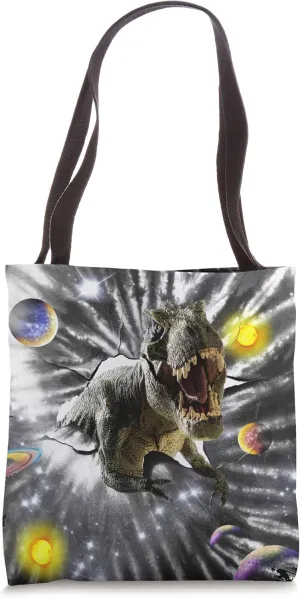 Tie Dye Space T-Rex Dinosaur Breakthrough Tote Bag