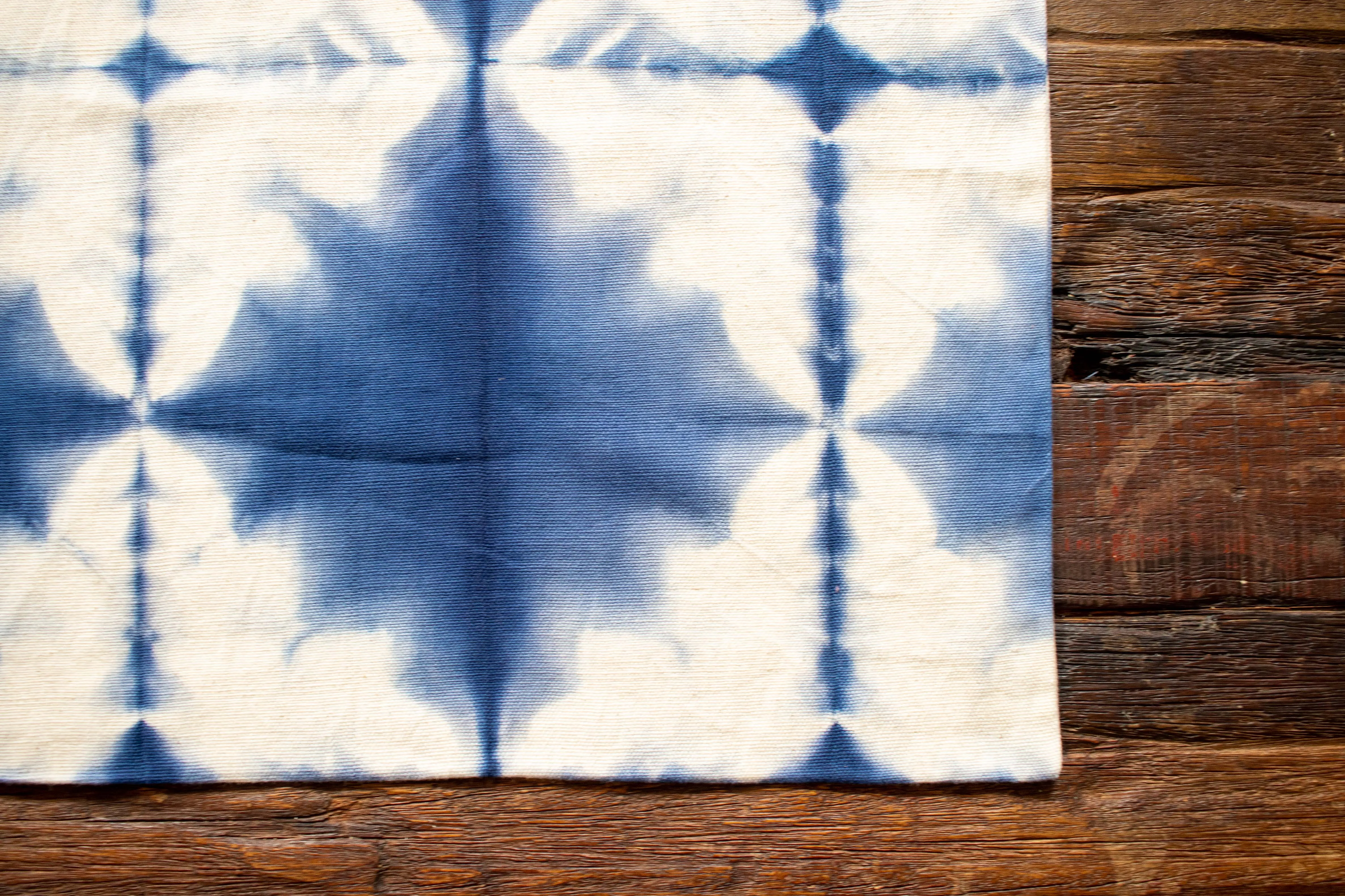 Tie Dye Tote Bag Small - Folded Indigo Blue