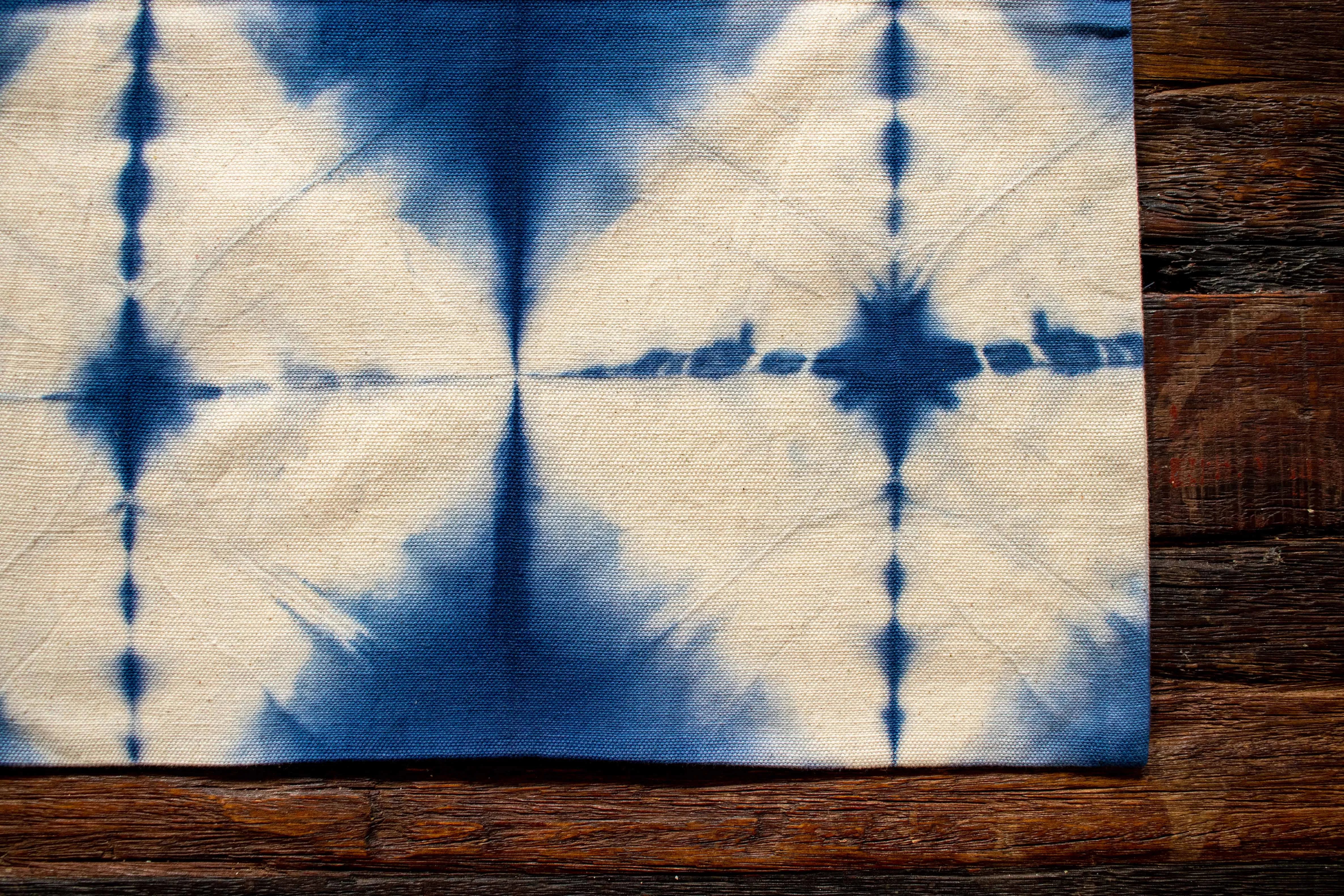 Tie Dye Tote Bag Small - Folded Indigo Blue