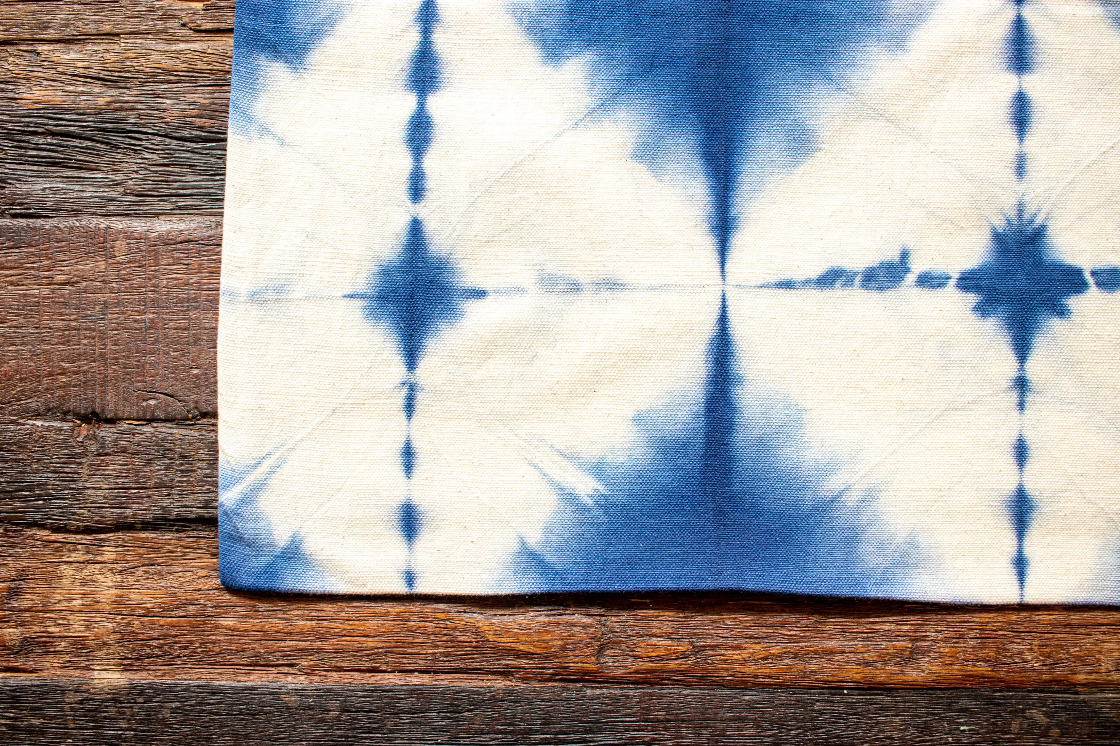 Tie Dye Tote Bag Small - Folded Indigo Blue