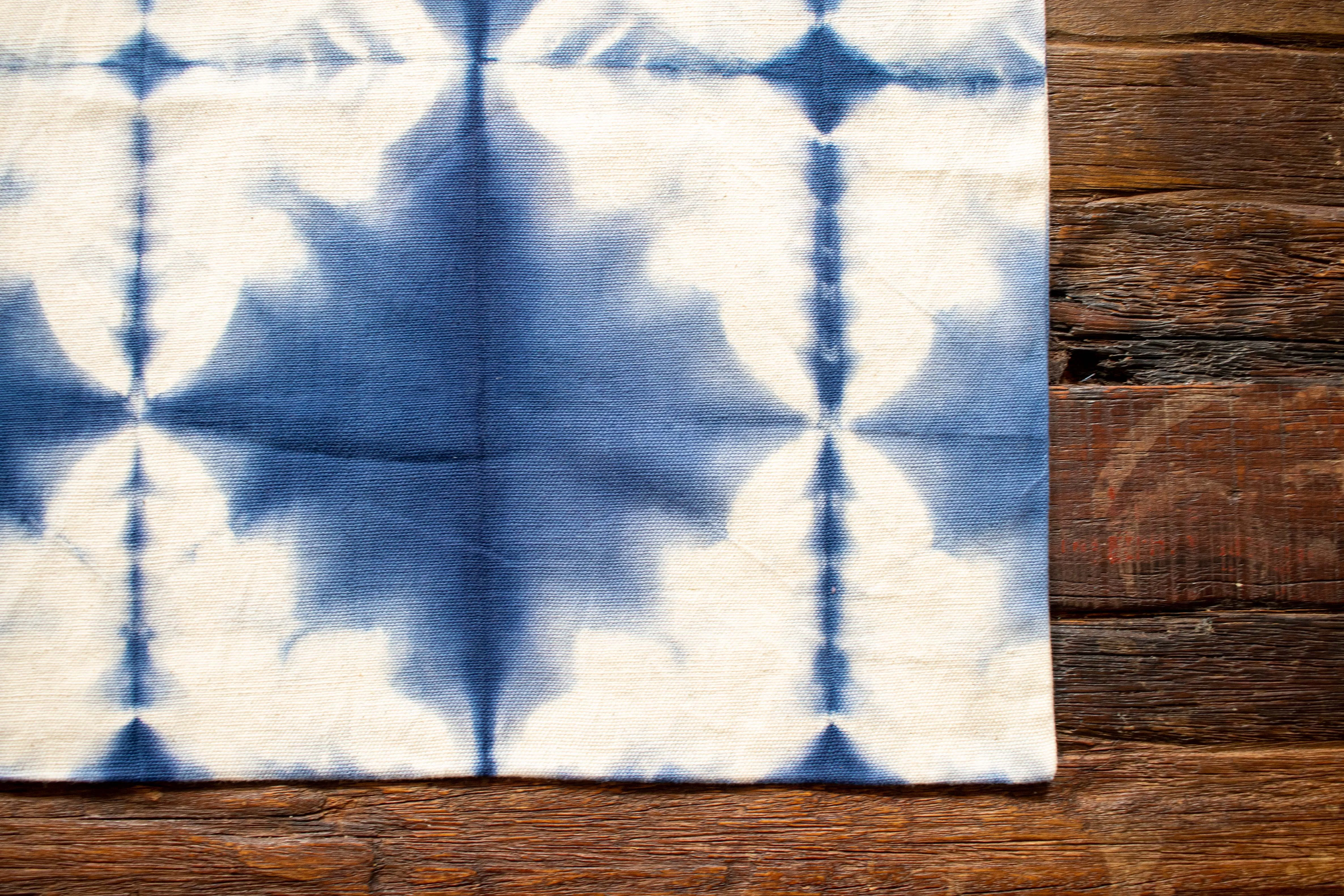 Tie Dye Tote Bag Small - Folded Indigo Blue