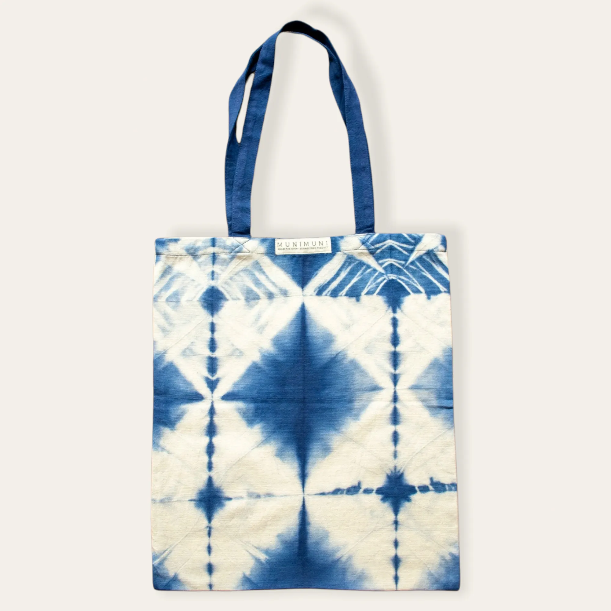 Tie Dye Tote Bag Small - Folded Indigo Blue