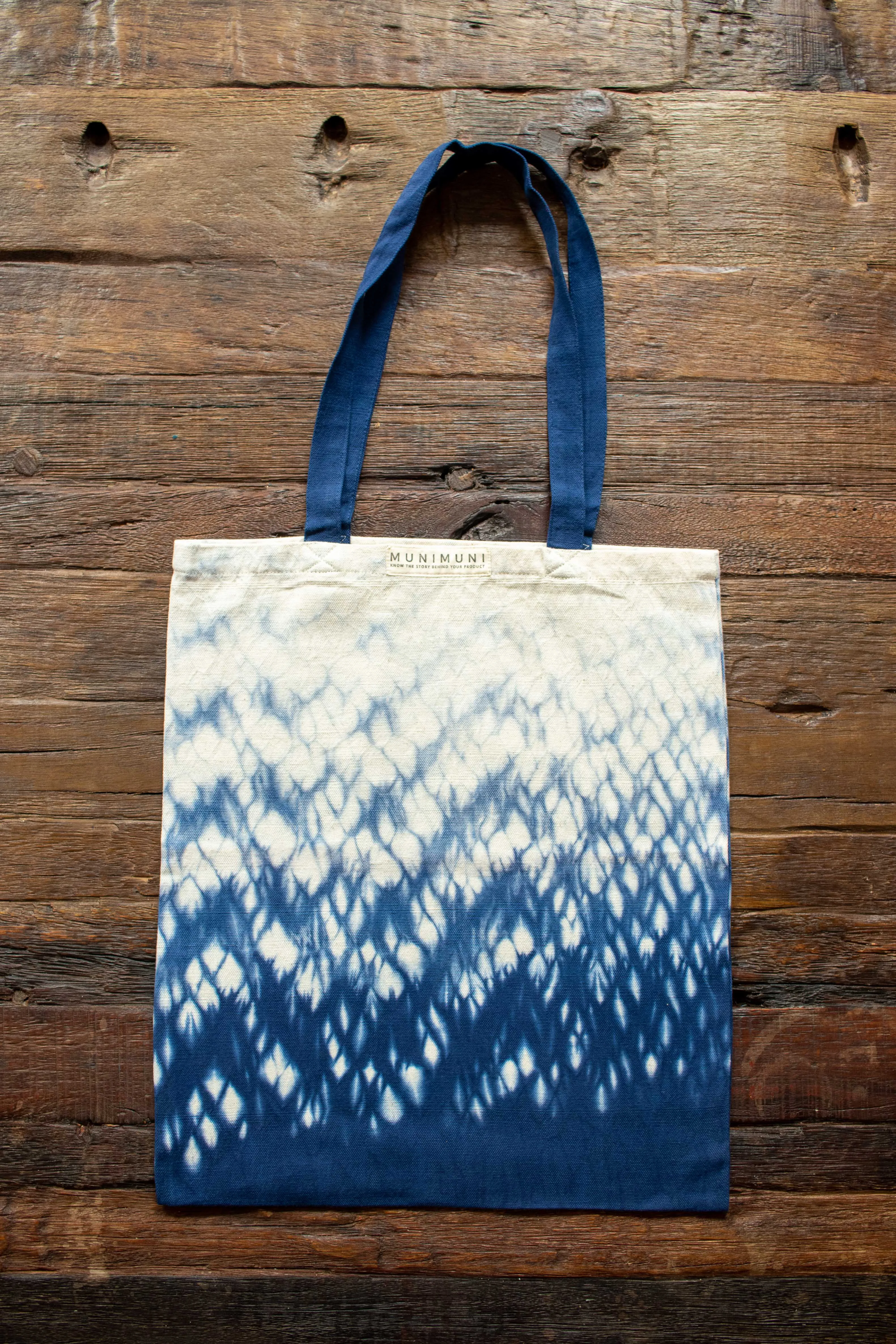 Tie Dye Tote Bag Small - Raindrop Indigo Blue