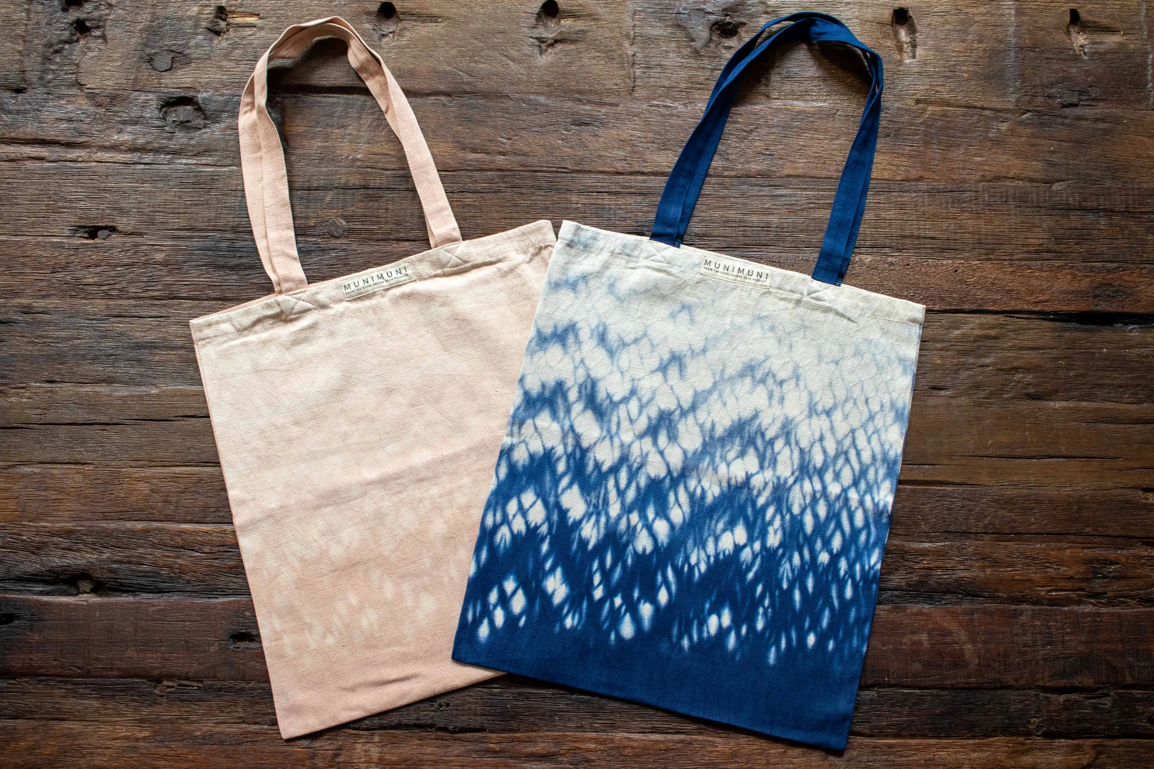Tie Dye Tote Bag Small - Raindrop Indigo Blue