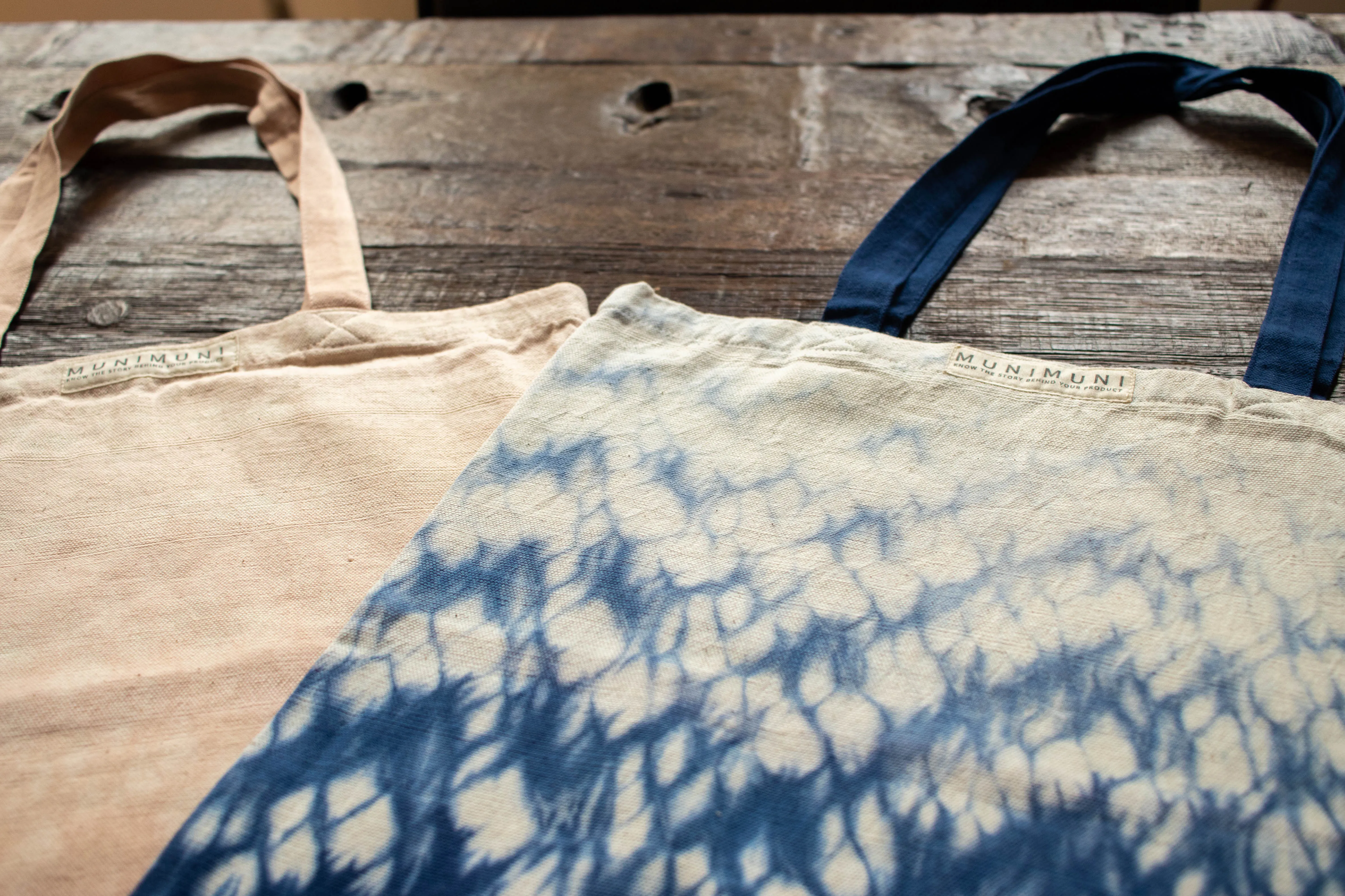 Tie Dye Tote Bag Small - Raindrop Indigo Blue
